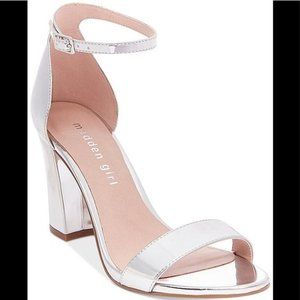 NEW Madden Girl Metallic Silver Block Heels Size 9
